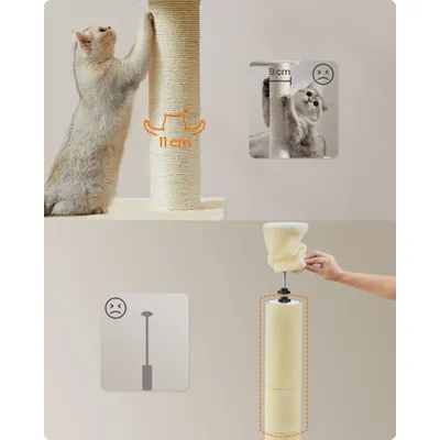 Feandrea Arbre à Chat du Sol au Plafond, Griffoirs Épais, Perchoir