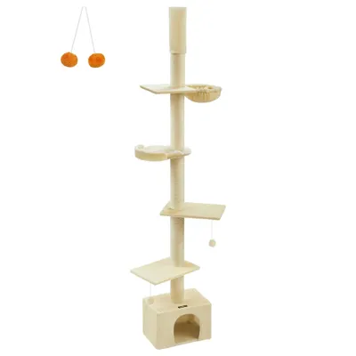 Feandrea Arbre à Chat du Sol au Plafond, Griffoirs Épais, Perchoir