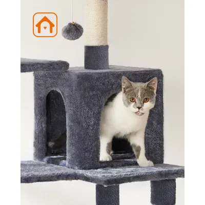 Feandrea Arbre à Chat Hauteur 137,7 cm, 4 Poteaux à Griffer, 2 Plateformes