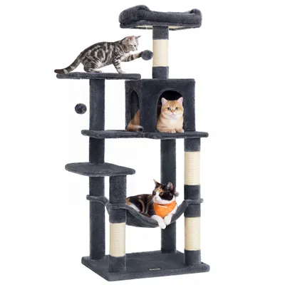 Feandrea Arbre à Chat Hauteur 137,7 cm, 4 Poteaux à Griffer, 2 Plateformes