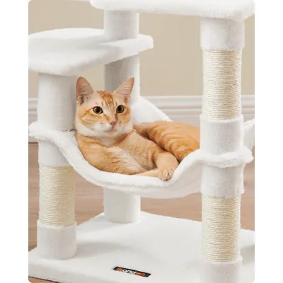 Feandrea Arbre à Chat Hauteur 112 cm, 4 Poteaux à Griffer, 2 Plateformes
