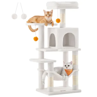 Feandrea Arbre à Chat Hauteur 112 cm, 4 Poteaux à Griffer, 2 Plateformes