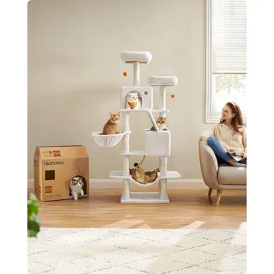 Feandrea Grand Arbre à Chat, avec 13 Griffoirs et 2 Niches, Multi-niveaux Feandrea Grand Arbre à Chat, avec 13 Griffoirs et 2 Niches, Multi-niveaux