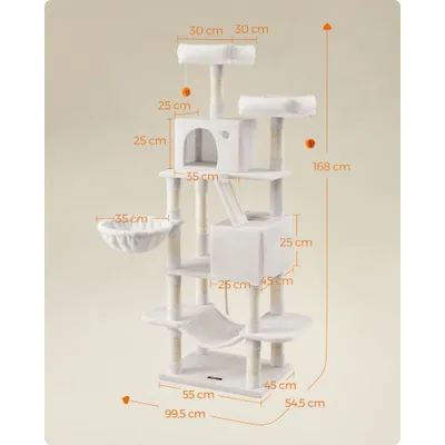 Feandrea Grand Arbre à Chat, avec 13 Griffoirs et 2 Niches, Multi-niveaux Feandrea Grand Arbre à Chat, avec 13 Griffoirs et 2 Niches, Multi-niveaux