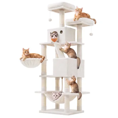 Feandrea Grand Arbre à Chat, avec 13 Griffoirs et 2 Niches, Multi-niveaux