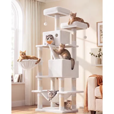 Feandrea Grand Arbre à Chat, avec 13 Griffoirs et 2 Niches, Multi-niveaux