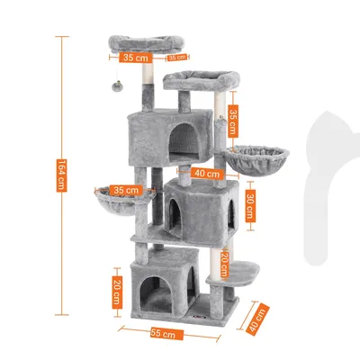Feandrea Grand Arbre à Chat, avec 3 Niches, 164 cm de Hauteur