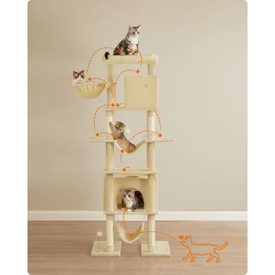 Feandrea Arbre à Chat 201 cm, Forme de Tour, Taille XXL