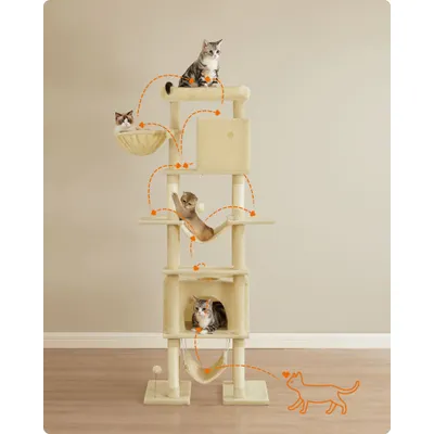 Feandrea Arbre à Chat 201 cm, Forme de Tour, Taille XXL