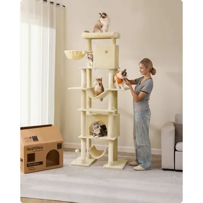 Feandrea Arbre à Chat 201 cm, Forme de Tour, Taille XXL