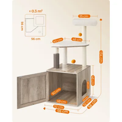 Feandrea Arbre à Chat avec Maison de Toilettes, Tour de Jeu Moderne 2-en-1