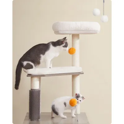 Feandrea Arbre à Chat avec Maison de Toilettes, Tour de Jeu Moderne 2-en-1