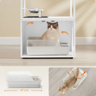 Feandrea Arbre à Chat avec Cache-litière, Poteau à Griffer, Tapis Lavable