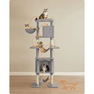 Feandrea Arbre à Chat 201 cm, Forme de Tour, Taille XXL
