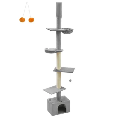 Feandrea Arbre à Chat du Sol au Plafond, Griffoirs Épais, Perchoir