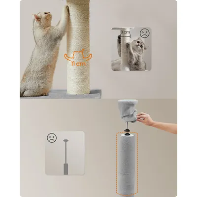 Feandrea Arbre à Chat du Sol au Plafond, Griffoirs Épais, Perchoir