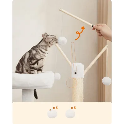 Feandrea Arbre à Chat avec Maison de Toilettes, Griffoir Moderne 2-en-1