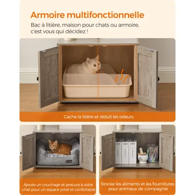 Feandrea Arbre à Chat avec Maison de Toilettes, Griffoir Moderne 2-en-1