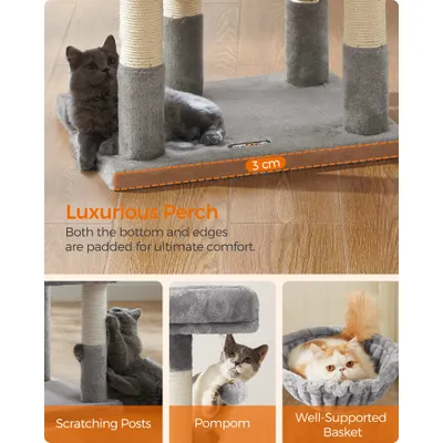 Feandrea Arbre à Chat Multi-Niveaux, Hauteur 110 cm, Niche
