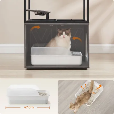 Feandrea Arbre à Chat avec Cache-litière, Poteau à Griffer, Tapis Lavable