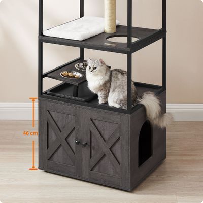 Feandrea Arbre à Chat avec Cache-litière, Poteau à Griffer, Tapis Lavable