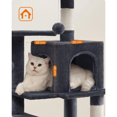 Feandrea Arbre à Chat Hauteur 112 cm, 4 Poteaux à Griffer, 2 Plateformes