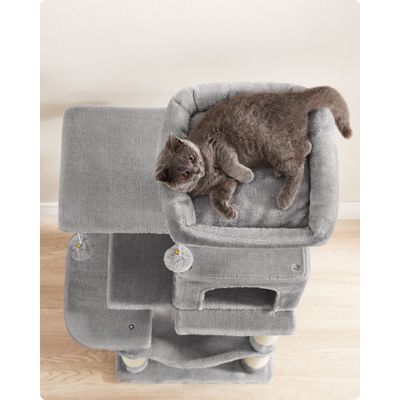 Feandrea Arbre à Chat Hauteur 112 cm, 4 Poteaux à Griffer, 2 Plateformes