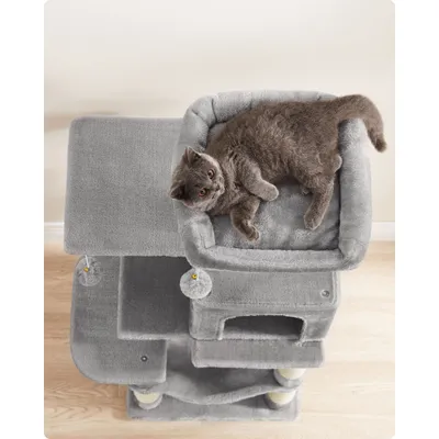 Feandrea Arbre à Chat Hauteur 112 cm, 4 Poteaux à Griffer, 2 Plateformes