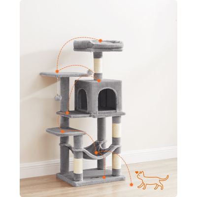 Feandrea Arbre à Chat Hauteur 112 cm, 4 Poteaux à Griffer, 2 Plateformes