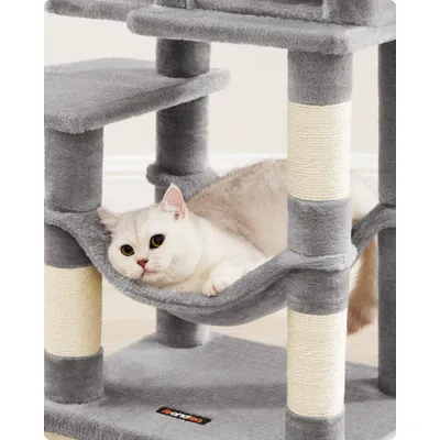 Feandrea Arbre à Chat Hauteur 112 cm, 4 Poteaux à Griffer, 2 Plateformes
