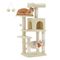 Feandrea Arbre à Chat Hauteur 112 cm, 4 Poteaux à Griffer, 2 Plateformes 45 x 35 x 112 cm (L x l x H), Beige