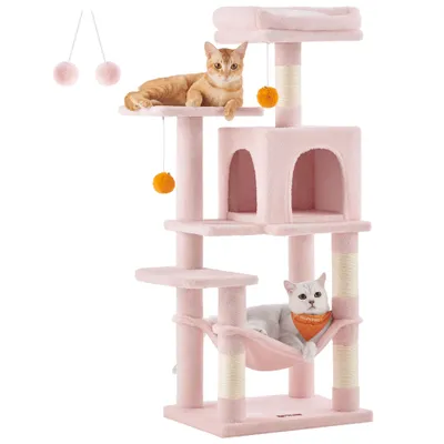Feandrea Arbre à Chat Hauteur 112 cm, 4 Poteaux à Griffer, 2 Plateformes