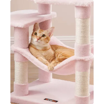 Feandrea Arbre à Chat Hauteur 112 cm, 4 Poteaux à Griffer, 2 Plateformes