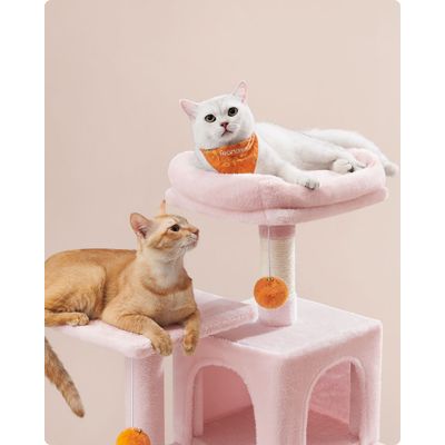 Feandrea Arbre à Chat Hauteur 112 cm, 4 Poteaux à Griffer, 2 Plateformes