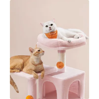 Feandrea Arbre à Chat Hauteur 112 cm, 4 Poteaux à Griffer, 2 Plateformes