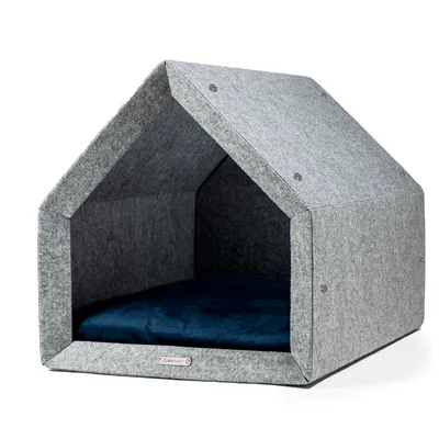 Pethome niche pour chien gris clair avec bleu marine Pethome niche pour chien gris clair avec bleu marine