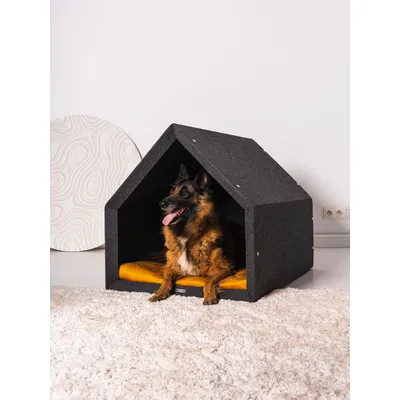 Pethome niche pour chien gris foncé avec jaune Pethome niche pour chien gris foncé avec jaune