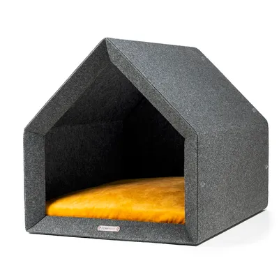 Pethome niche pour chien gris foncé avec jaune Pethome niche pour chien gris foncé avec jaune