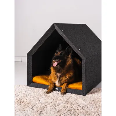 Pethome niche pour chien gris foncé avec jaune Pethome niche pour chien gris foncé avec jaune