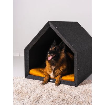 Pethome niche pour chien gris foncé avec jaune