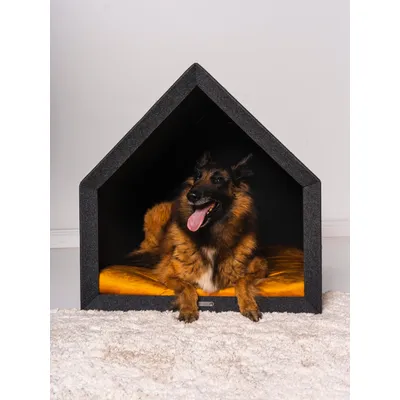 Pethome niche pour chien gris foncé avec jaune Pethome niche pour chien gris foncé avec jaune