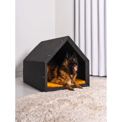 Pethome niche pour chien gris foncé avec jaune Pethome niche pour chien gris foncé avec jaune