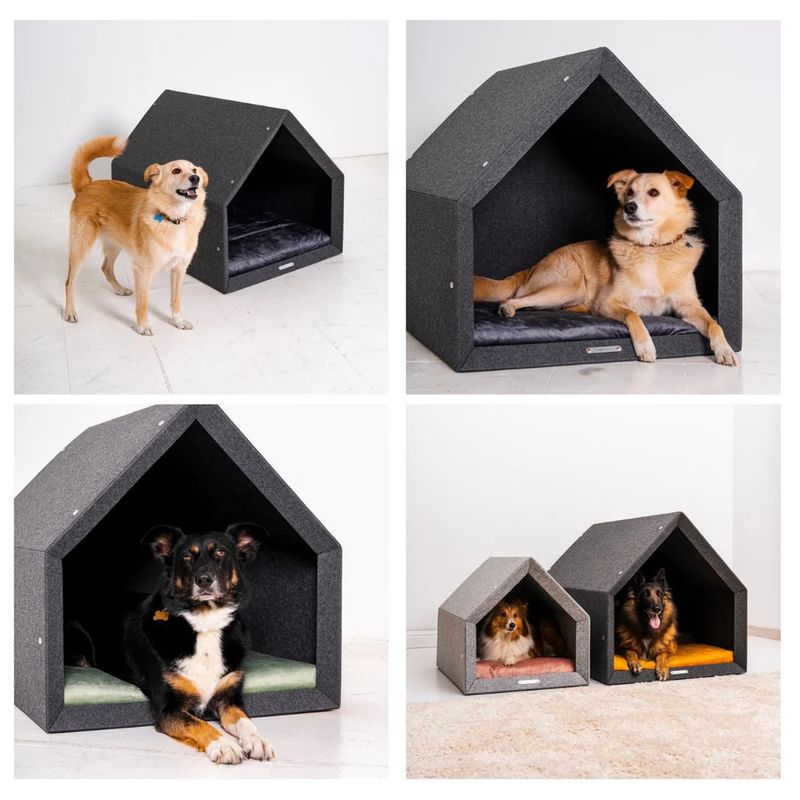 Pethome niche pour chien gris foncé avec vert foncé