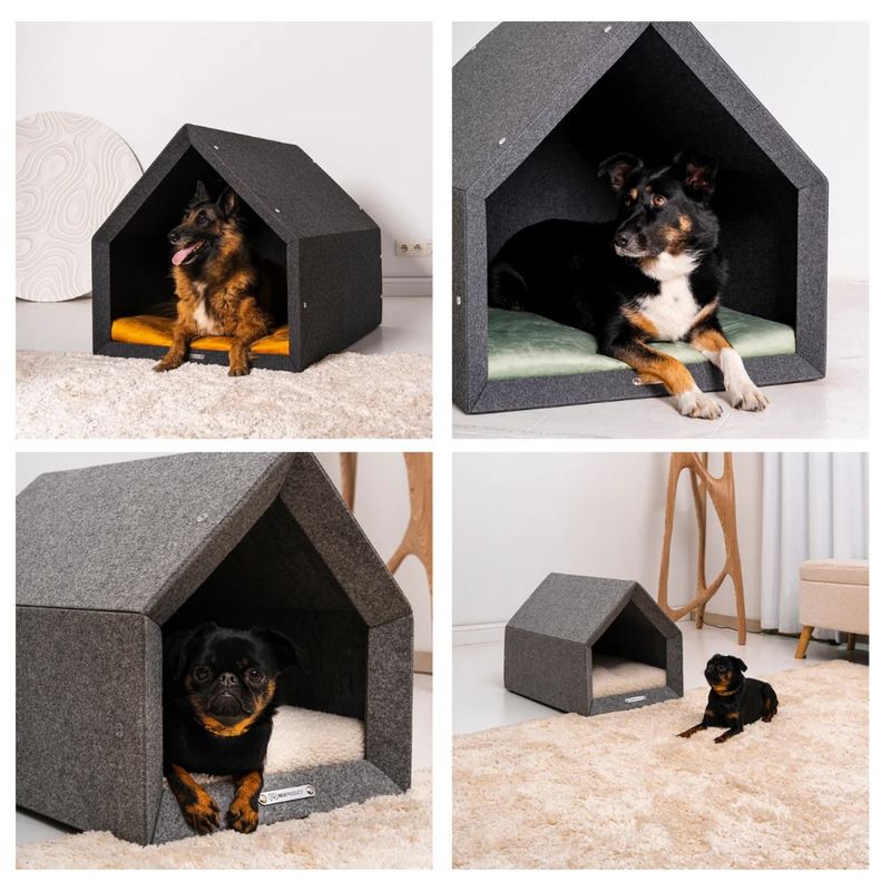 Pethome niche pour chien gris foncé avec vert foncé