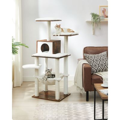 Feandrea Arbre à Chat, Tour de Jeux de 138 cm, Niche, Meuble pour Chat