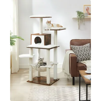 Feandrea Arbre à Chat, Tour de Jeux de 138 cm, Niche, Meuble pour Chat