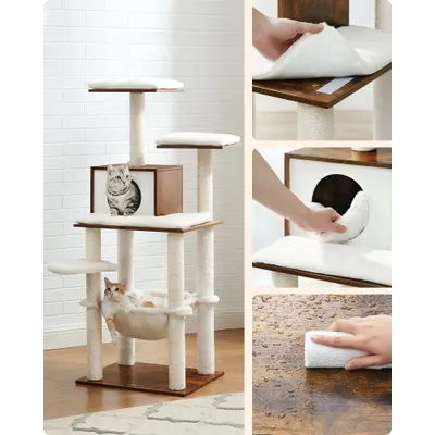 Feandrea Arbre à Chat, Tour de Jeux de 138 cm, Niche, Meuble pour Chat