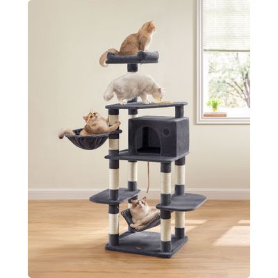 FEANDREA Arbre à Chat Hauteur de 164 cm Multi-Niveaux avec Bol