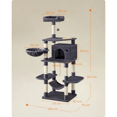 FEANDREA Arbre à Chat Hauteur de 164 cm Multi-Niveaux avec Bol