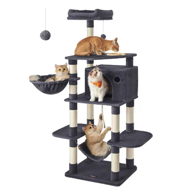 FEANDREA Arbre à Chat Hauteur de 164 cm Multi-Niveaux avec Bol